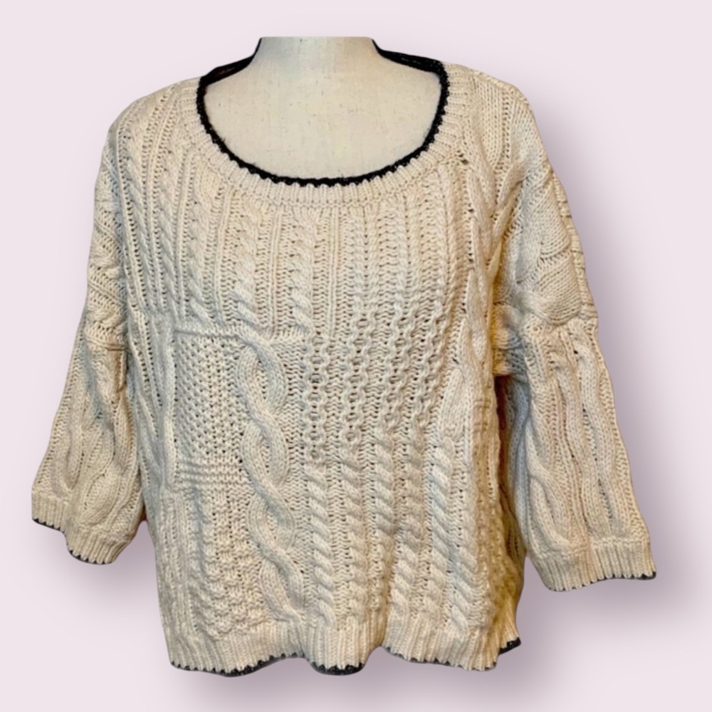 Victoria’s Secret Sweater Cropped Chunky Cable Knit Alpaca Blend Cream Medium